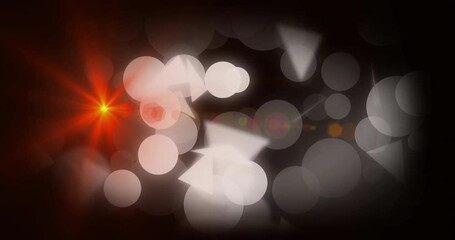 Poster - Glowing circles converging around red and yellow starburst, with translucent triangles swirling