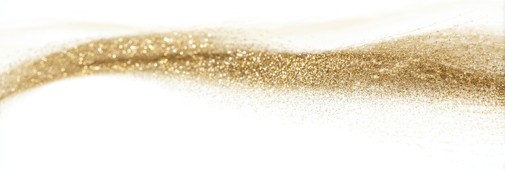 Poster - Sparkling Gold Glitter Flow on White Background Creating Glamorous and Elegant Visual Effect for Design and Creative Projects