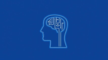 Poster - abstract representation of a human head with brain symbolizing deep learning and ai-refined identity