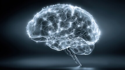 Poster - Brain radiating glowing light to illustrate deep learning campaign concepts and the power of smart messaging