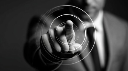 Poster - Individual focused on high-level business decisions with an executives icon concept representing leadership and clarity