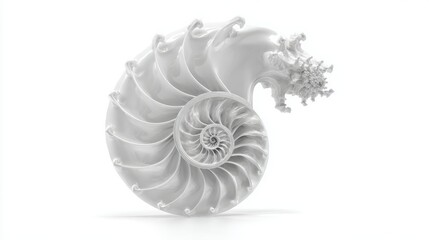 Poster - Pure white design of fibonacci growth spiral icon concept representing stepwise expansion and lifelong learning journey