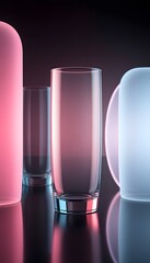Fototapete - Abstract Glass Forms Showcase Light Effects, Creating Luminous Depth, Elegant Backgrounds, And Modern Design Elements For Artistic Projects. Simple Textures Blend Soft Gradients. This Modern Art Adds