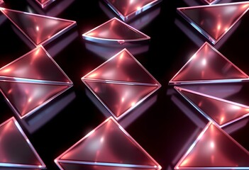 Aufkleber - Abstract Lightscape, 3d Triangles Create A Glowing Effect. Geometric Shapes Reflect Luminescence, Generating A Modern And Visually Striking Background. A Digital Design Showcasing Light And Form