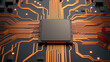 © ArtSync Studio - Central processing unit shows connection with illuminated circuits on a dark background.