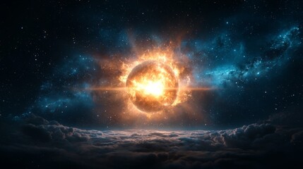 Wall Mural - celestial explosion illuminating the cosmic expanse