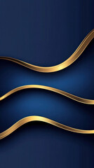 Poster - A blue background with gold waves. The image has a luxurious and elegant feel to it