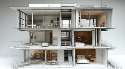 Poster - Architectural Building Model Visualization Three Story Residence