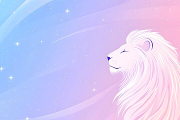 Wall Mural - Serene white lion profile against a pastel galaxy backdrop