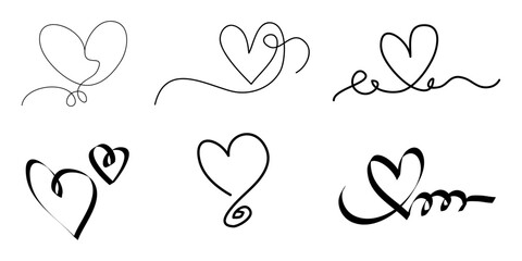 Poster - Doodle hearts on set. hand drawn style. love symbol. vector illustration