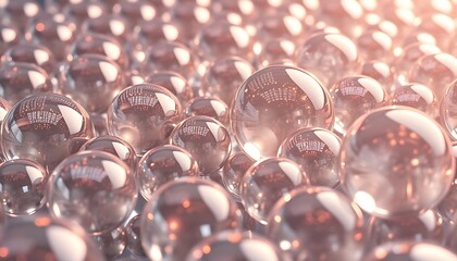 Leinwandbilder - Luminous Spheres Reflecting Light, Abstract Bubbles In A Digital Realm. Three Dimensional Orbs Create A Mesmerizing Display, Perfect For Backgrounds And Visual Effects. Floating Elements Add Depth.
