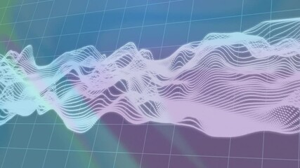Aufkleber - 3d pastel digital waveform mesh flowing over muted grid background featuring dotted lines