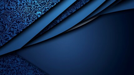 Poster - Dark blue abstract background with decorative patterns