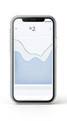 Poster - A phone displaying a graph with the number 2 on it. The graph is blue and white