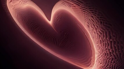Poster - Abstract Heart Shape Formations Video, Pink-Maroon Background, Organic Shapes, Curves Flowing, Visual Art, 4K.