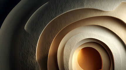Fototapete - Abstract Beige and Brown Swirling Circular Design, 3D Render