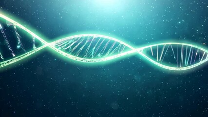 Poster - Abstract DNA Double Helix Structure on Blue Galaxy Background 4K.