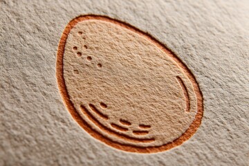 Leinwandbilder - Pressed Egg Outline on Soft Recycled Paper Showcasing Texture and Design Details Crafted for Eco-Friendly Stationery Generative AI