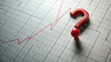Poster - Red Question Mark on Graph with Rising Trend Line Background