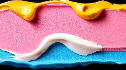 Poster - Abstract Pink Yellow Blue Paint Brushstrokes Texture
