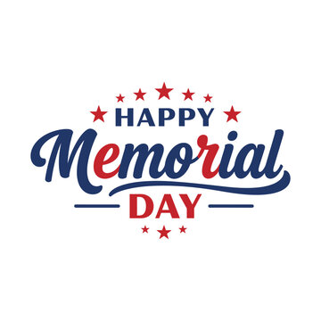Happy Memorial Day Typography with Stars - Red, White, and Blue Design