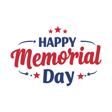 Happy Memorial Day Typography with Stars - Red, White, and Blue Design
