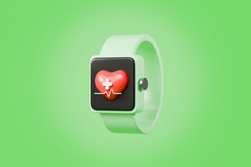 Poster - 3d Smart watch icon. Fitness smart Watch Screens. Smartwatch with blank screen mockup isolated background. Smartwatch for fashion accessories or watch product display. healthy concept. 3d render.