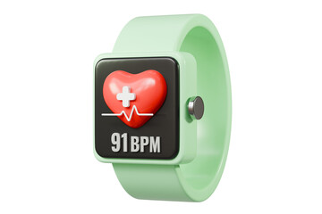 Poster - 3d Smart watch icon. Fitness smart Watch Screens. Smartwatch with blank screen mockup isolated background. Smartwatch for fashion accessories or watch product display. healthy concept. 3d render.