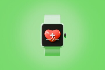 Poster - 3d Smart watch icon. Fitness smart Watch Screens. Smartwatch with blank screen mockup isolated background. Smartwatch for fashion accessories or watch product display. healthy concept. 3d render.