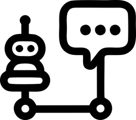 Poster - Robot on wheels communicating thoughts displayed