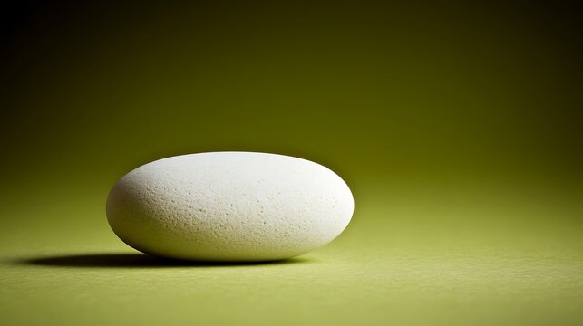 Stone on green minimal simple background