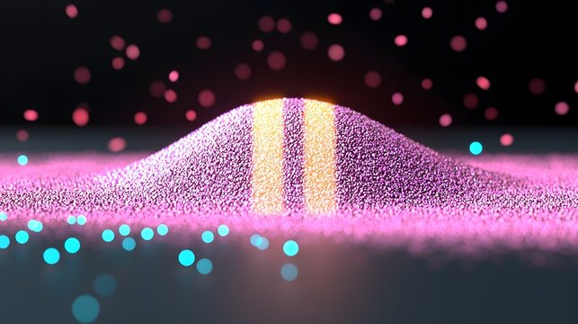 Pink Purple Orange Gradient Light Beams on Digital Particle Texture