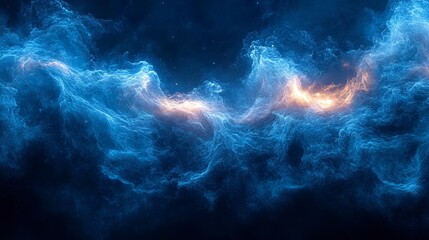 Elegant deep sea-inspired abstract background with inky fluid motion and glowing edges  