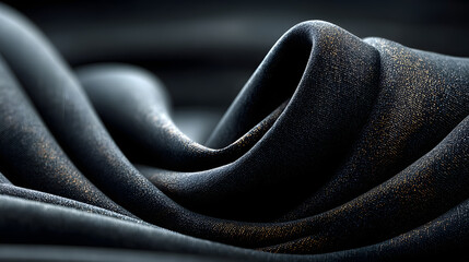 Fototapete - Dark Elegant Fabric Drape Abstract 3D Render of Luxurious Textile