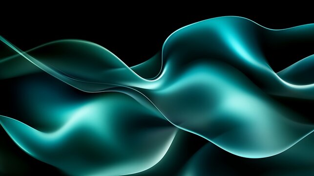 Abstract flowing teal and dark teal waves