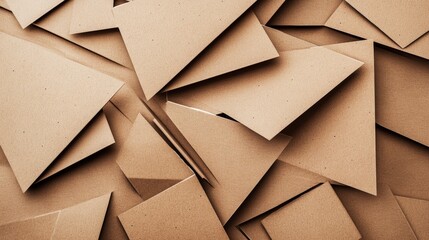 Poster - Geometric Composition of Brown Cardboard Pieces in a Stacked Arrangement
