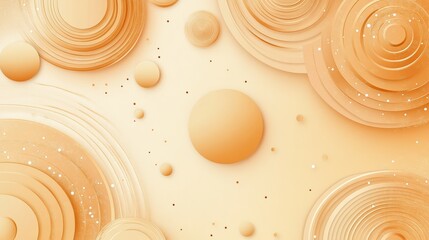 Aufkleber - Abstract Circular Layers with Spheres in Soft Orange Tones Background Design