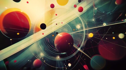 Aufkleber - Abstract planetary system representation with orbiting spheres and dynamic lines
