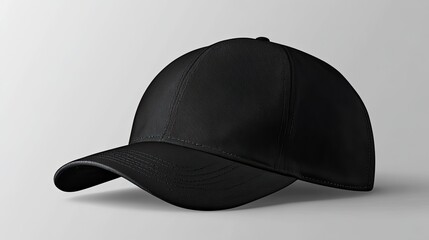 Black color baseball cap isolated on transparent background for mockup product display