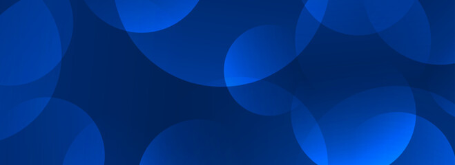 Poster - Glowing blue gradient circle background. Abstract technology overlap spheres wallpaper. Geometric bokeh texture for poster, banner, business template, medical brochure. Vector flowing bubbles backdrop