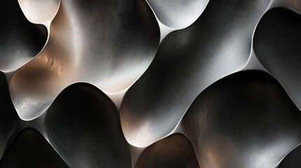 Aufkleber - Abstract interplay of curved shapes and luminous gradients in metallic shades