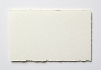 Poster - Close-up of a blank off-white paper card with deckled edges on a white background for text or image overlay