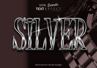 Poster - Luxury Silver Text Effect Template. Suitable for poster or banner social media contruction design.