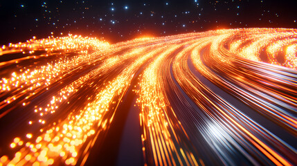 cosmic trail: an awe-inspiring cosmic trail of bright, ethereal light streaks across a dark night sk