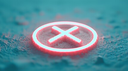 Poster - Glowing Neon X Symbol on Textured Surface