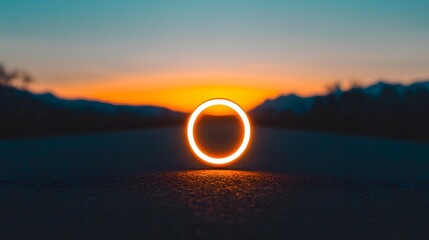 Aufkleber - Glowing Ring at Sunset Landscape