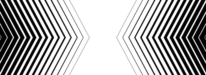 Poster - Black halftone arrow background. Arrows pointed in center direction backdrop. Repeated fading triangle gradation pattern. Vector thin to thick speed line concept texture for poster, cover, banner
