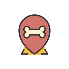 Poster - Pet friendly places icon with bone on locator, animal destination guide