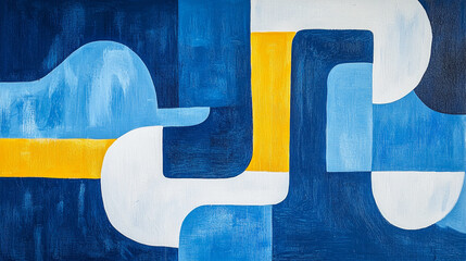 Poster - Abstract painting featuring a dynamic composition of overlapping shapes and bold colors, The texture appears thick and textured, The overall effect is modern and energetic.