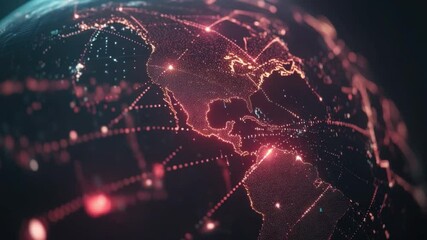 Poster - Global Network Connections Visualization Illuminating Cities and Countries in High-Tech Digital Style 4k video footage
